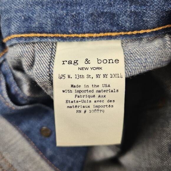 RAG & BONE Button Front Frayed Hem Denim Skirt 25 Santa Cruz Blue Medium Wash - Picture 5 of 11
